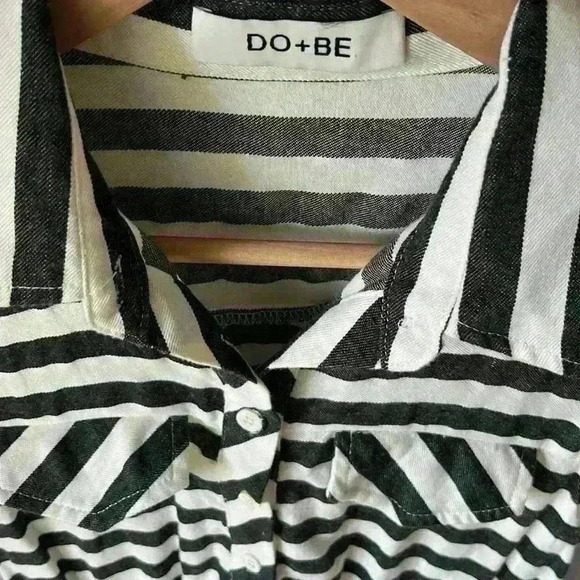 Do+Be Cotton Black and White Striped Dress- size S - Picture 6 of 12
